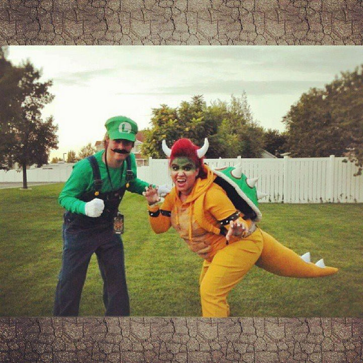 Luigi and Bowser striking a pose.