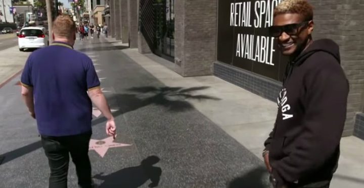 Usher Carpool Karaoke with James Corden of The Late Late Show.